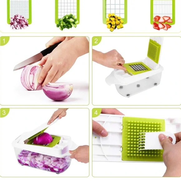 EUC Multi-Functional Kitchen Tools Vegetable Chopper & Slicer Dicer w/ Container - Picture 3 of 8